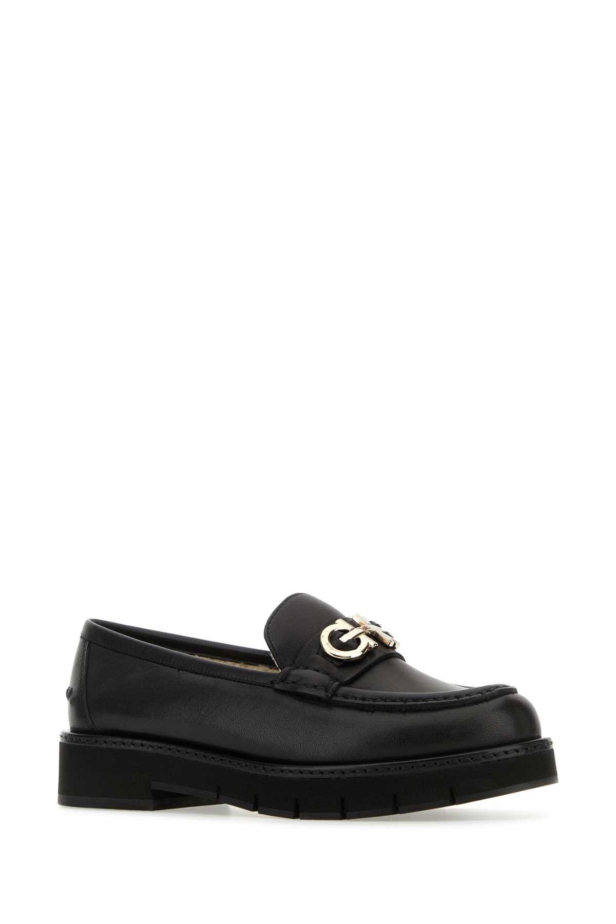 Shop Ferragamo Black Leather Ofelia Loafers In Neronaturale