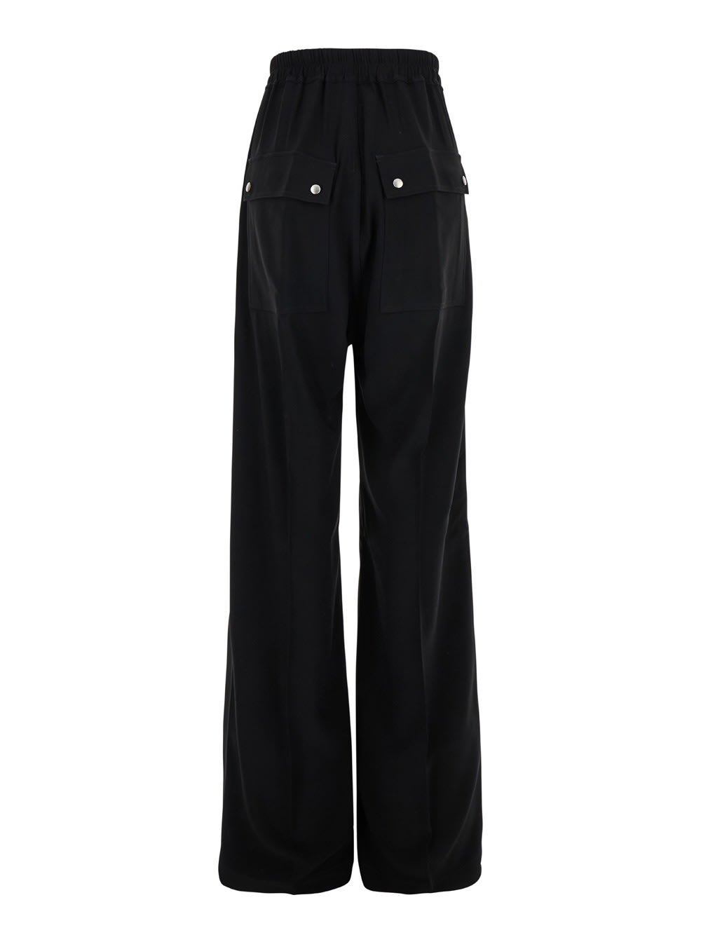 Shop Rick Owens Black Wide Pants With Oversized Drawstring In Jersey Woman