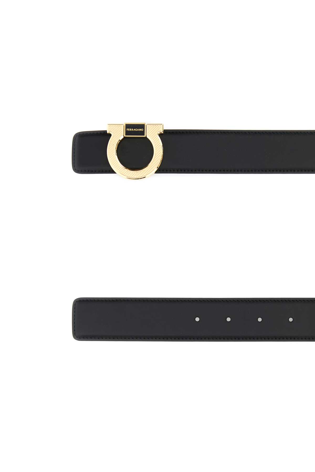 Shop Ferragamo Black Leather Reversible Belt In Nerohickory