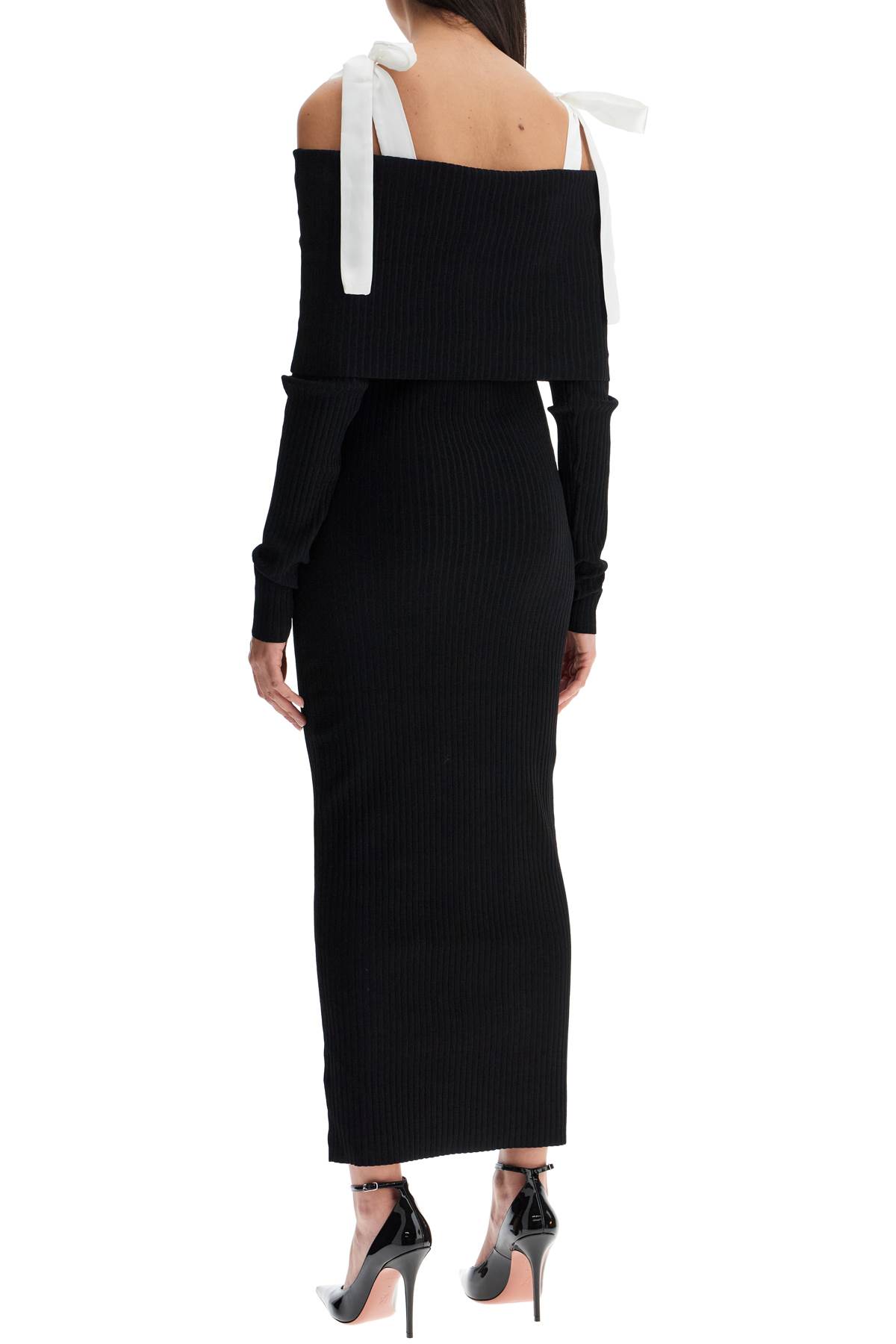 Shop Rotate Birger Christensen Maxi Off-shoulder Dress With Long Sleeves In Black (black)