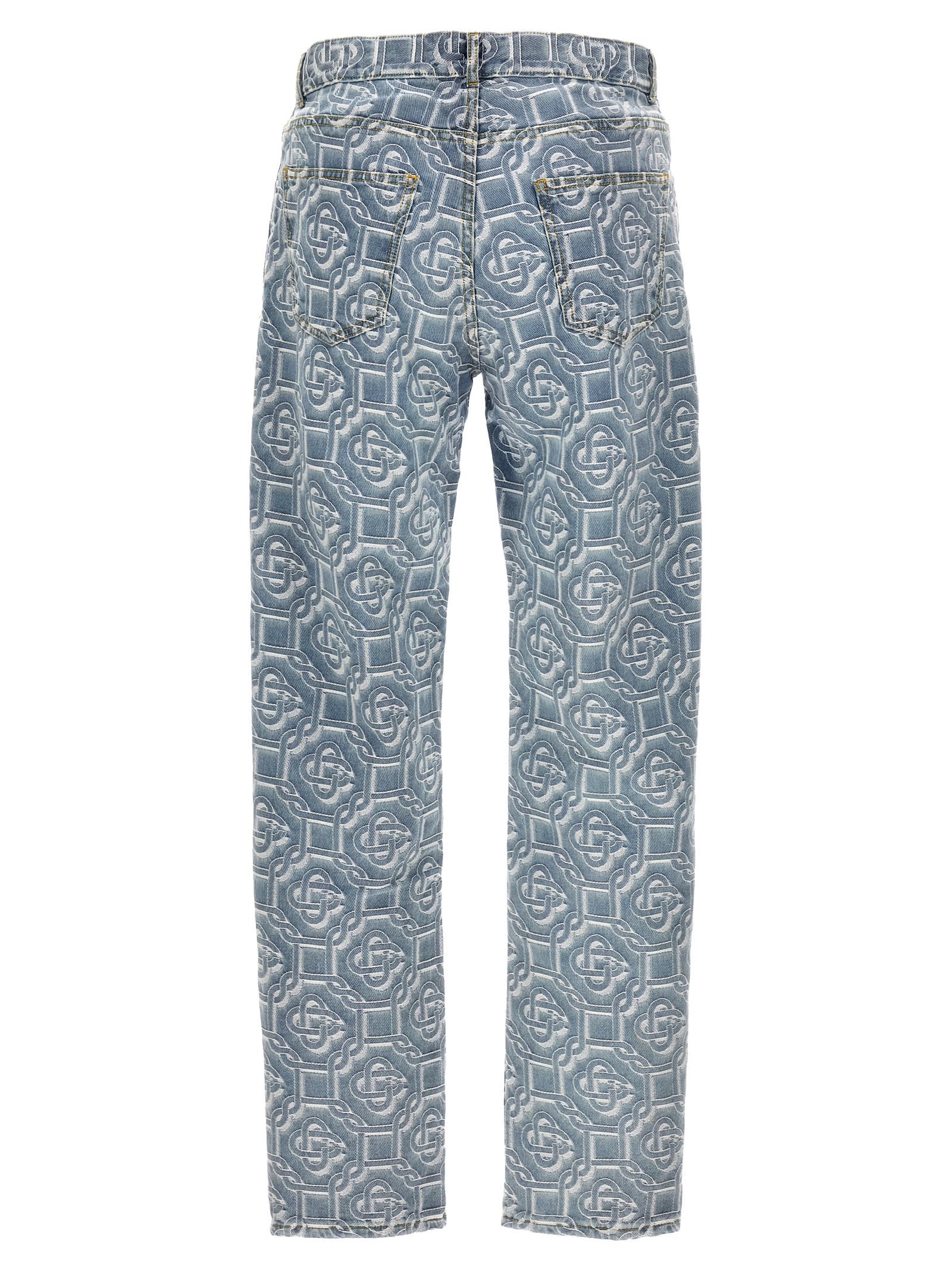 Shop Casablanca All Over Logo Jeans In Blue