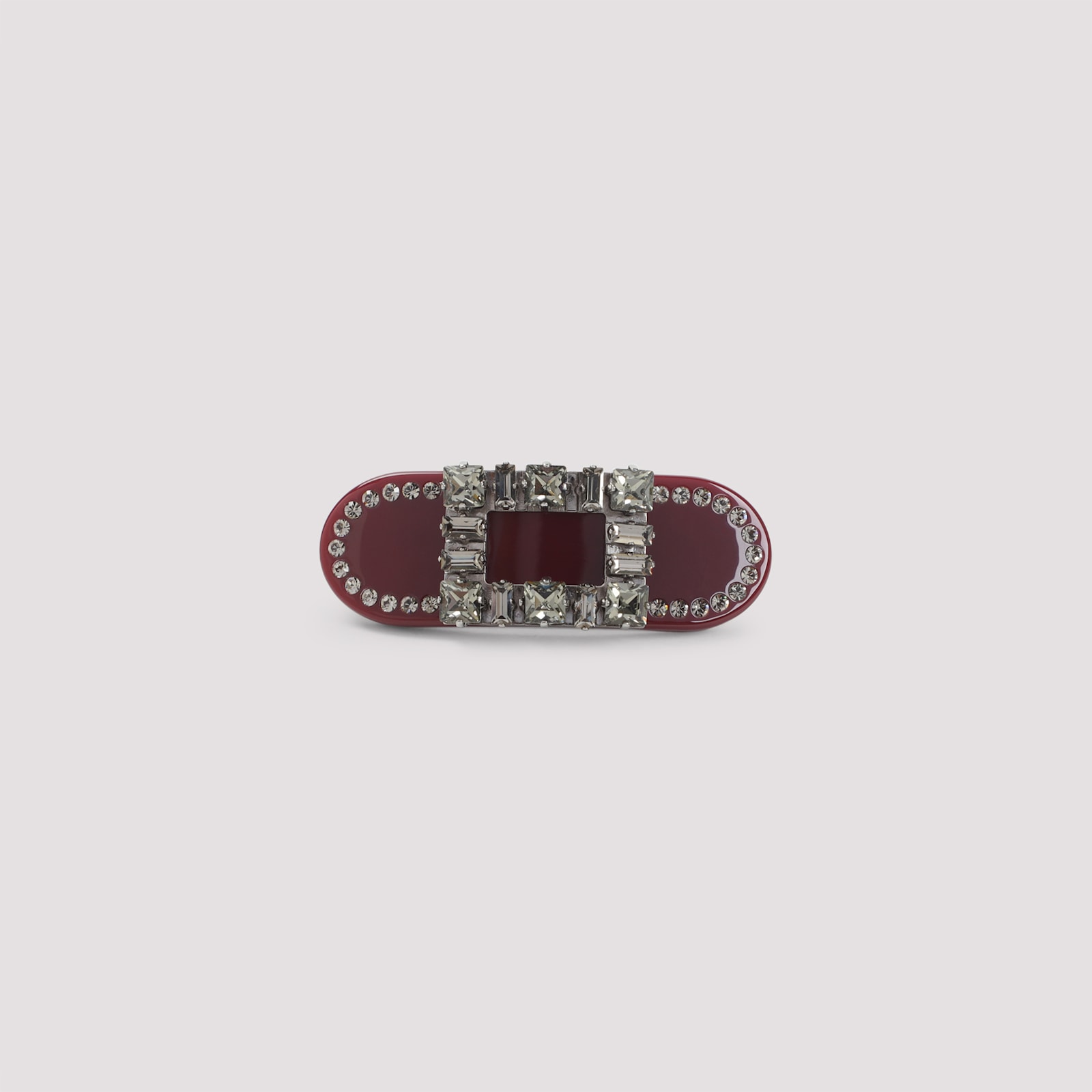 Roger Vivier Tres Vivier Strass Hair Clip In Burgundy