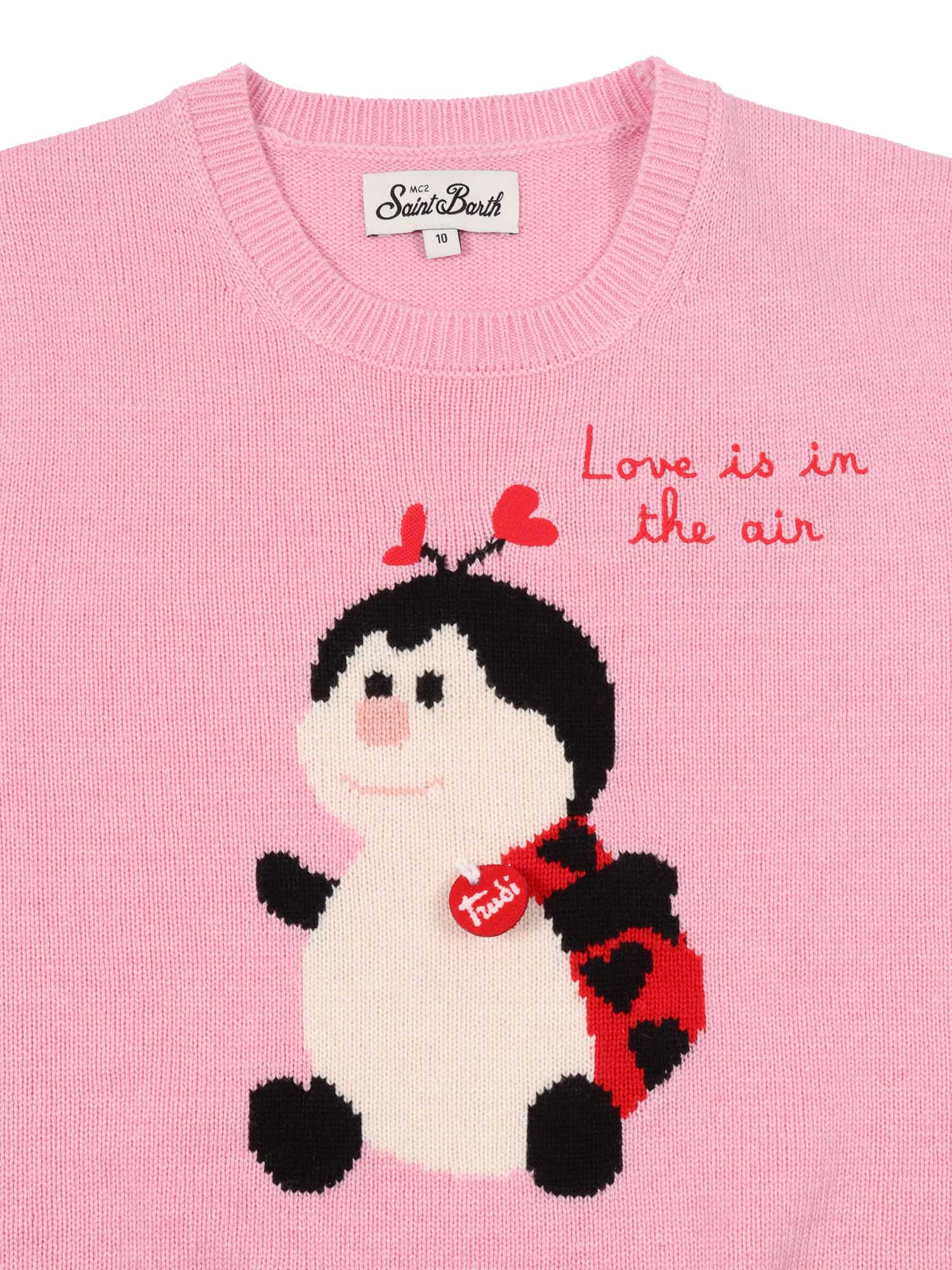Mc2 Saint Barth Pink Wool-blend Sweater With Trudi Ladybug In Pink