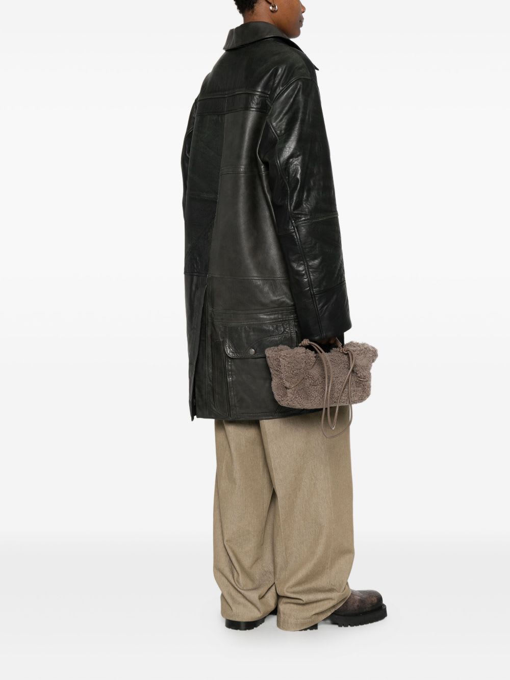 Hereu Mini Bag With Braided Handles And Top Handle In Gray