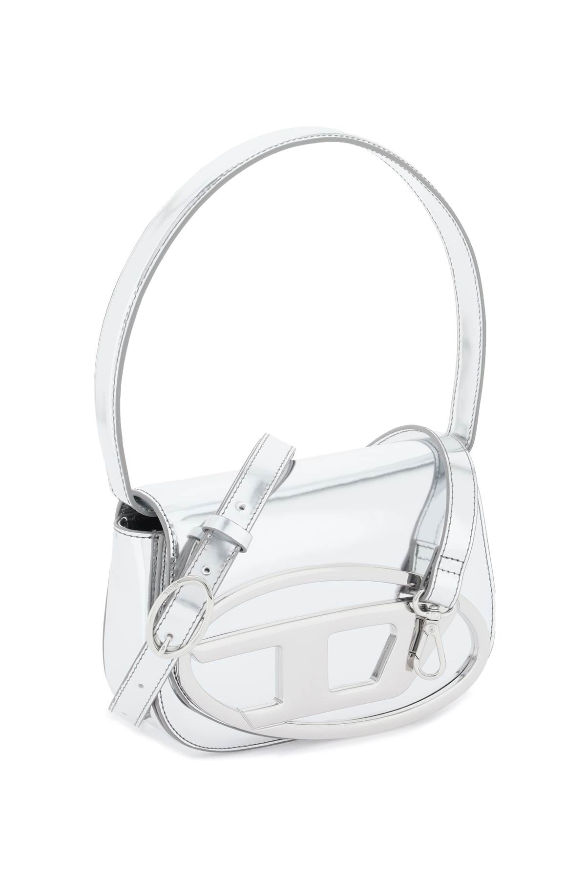 Diesel 1dr Leather Shoulder Bag In Silver
