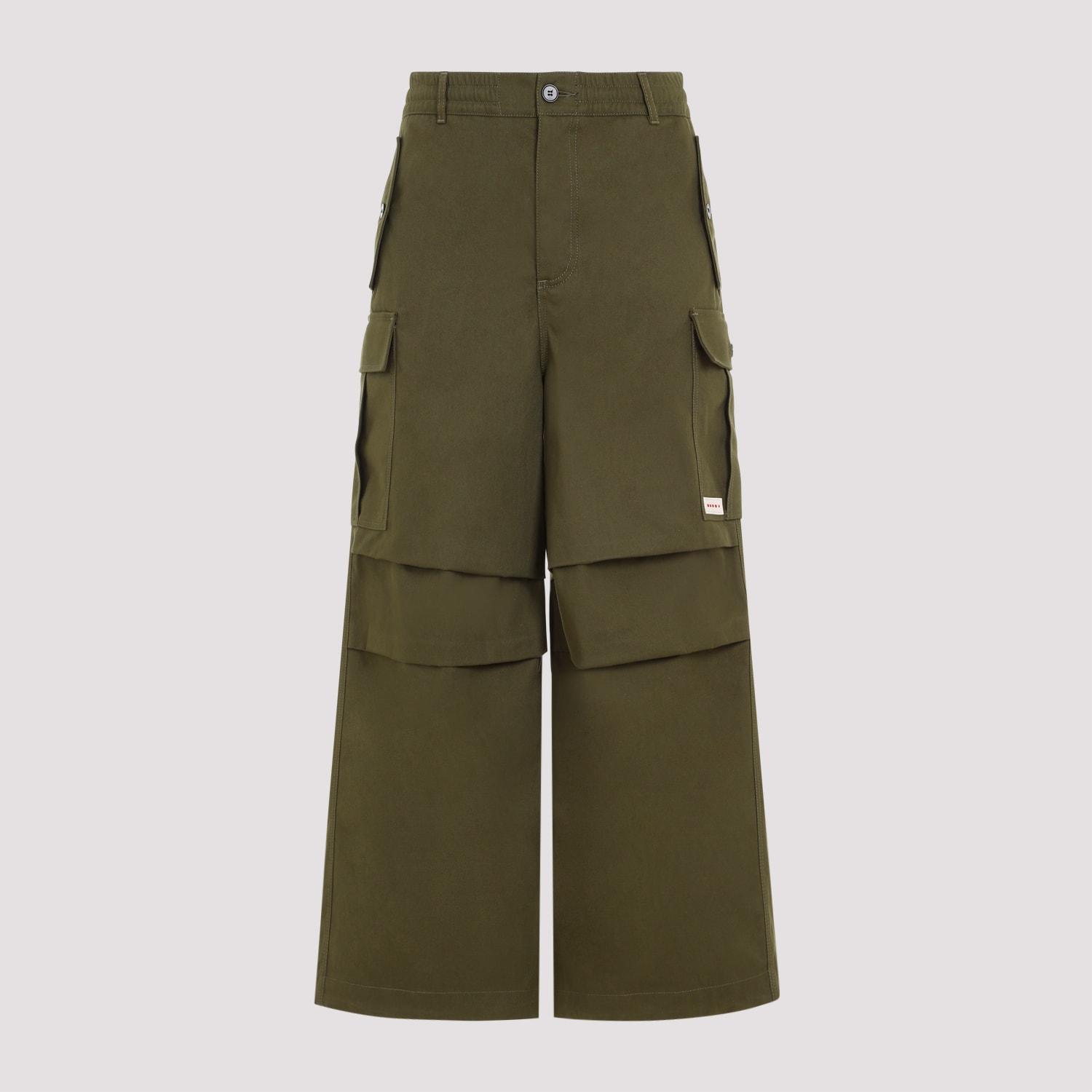 Shop Marni Cotton Trousers In Leav Green