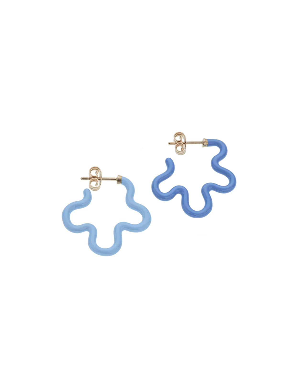Shop Bea Bongiasca 2 Tone Asymmetrical Flower Power Earrings In Baby Blue And Turquoise