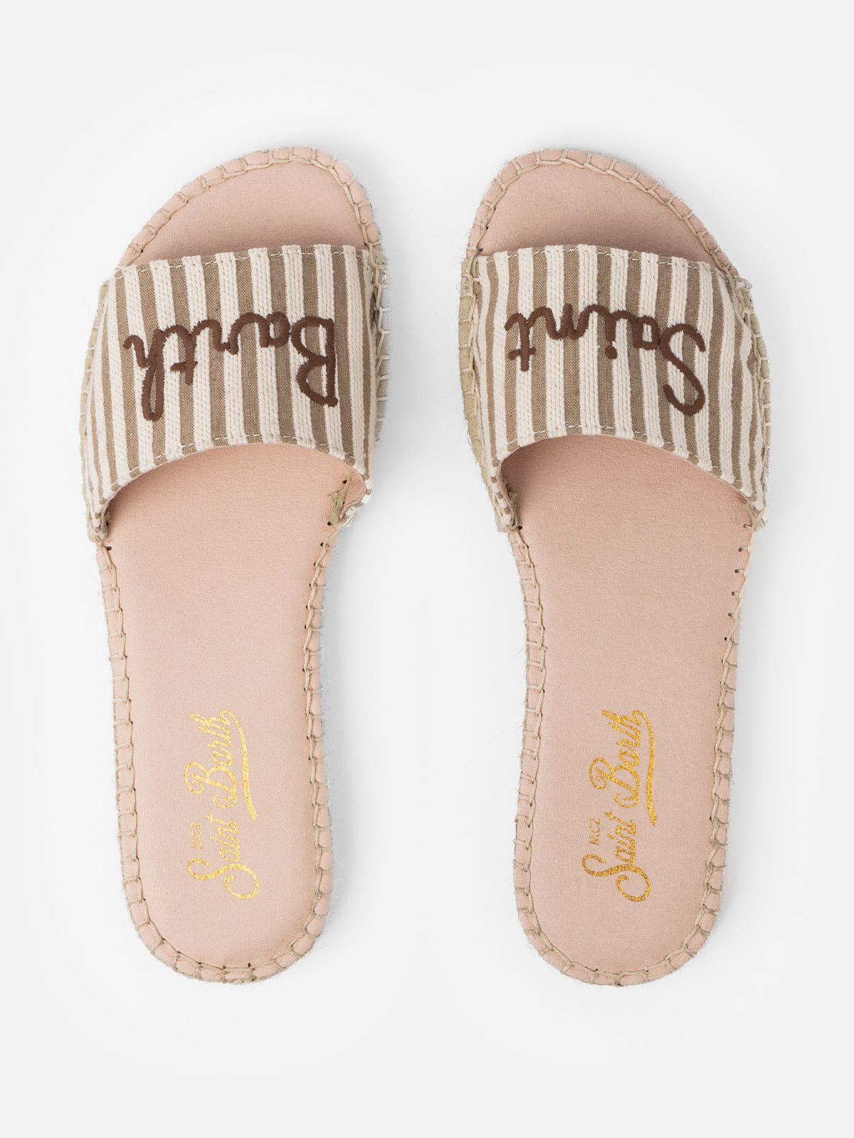 Mc2 Saint Barth Woman Espadrillas Mules Luz With Saint Barth Embroidery In Neutral