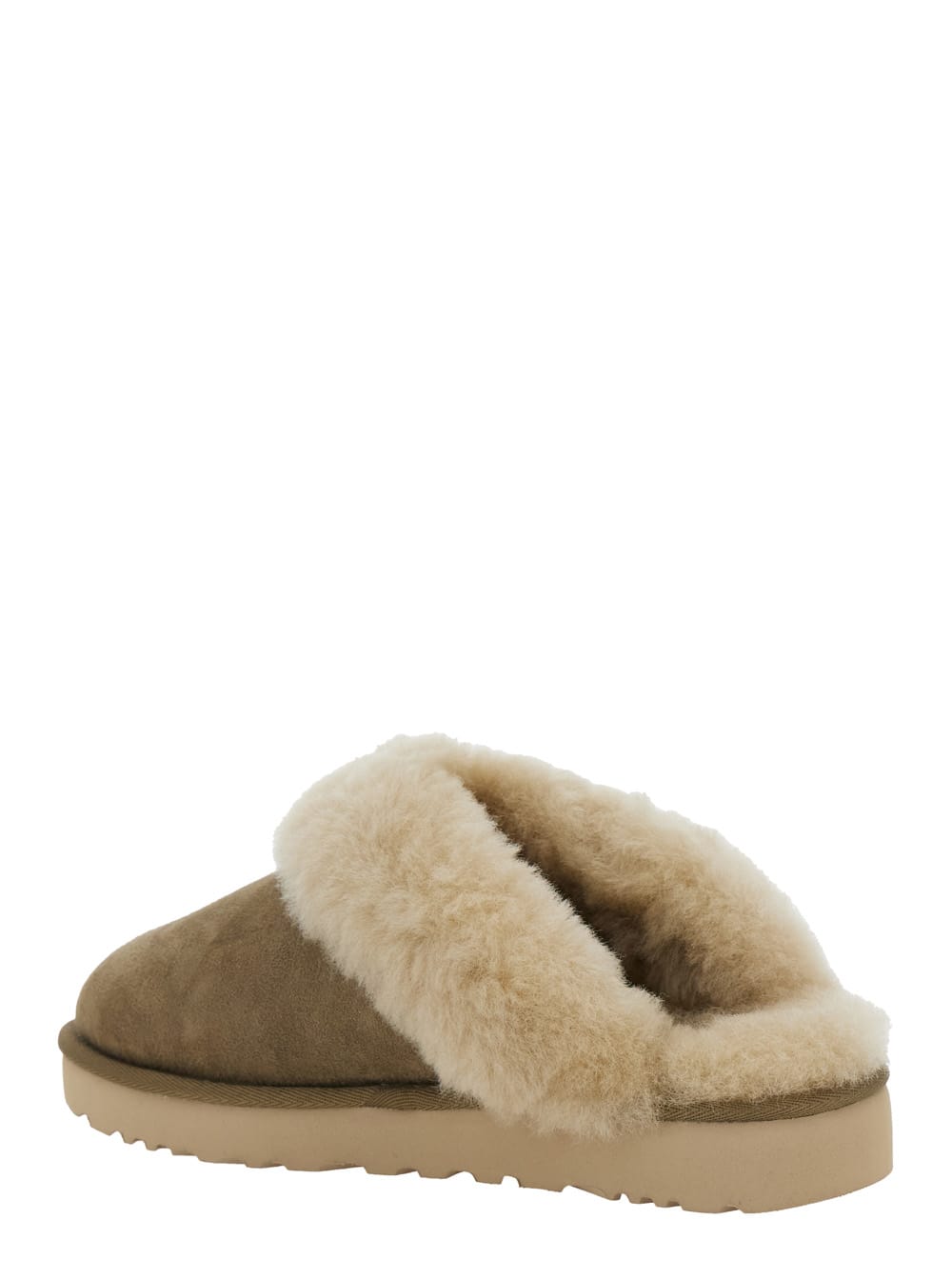 Shop Ugg Classic Slipper Ii Grey Slip-on Mules With Faux Fur And Suede Leather Woman In Beige