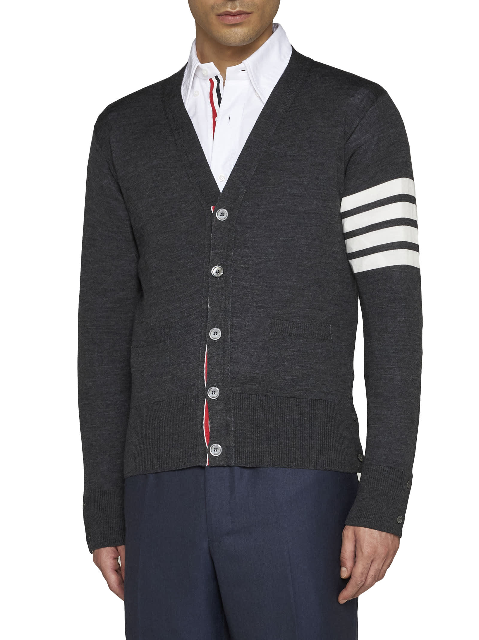 THOM BROWNE CLASSIC V-NECK CARDIGAN SUSTAINABLE