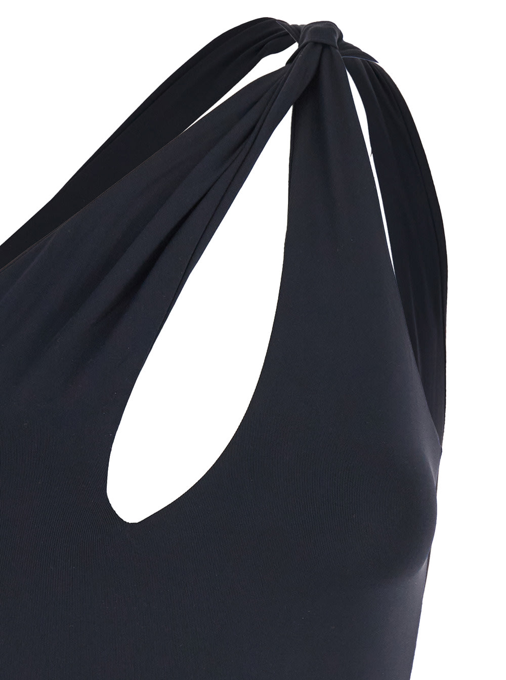 Shop Federica Tosi Black One-shoulder Swimsuit With Tie Detail In Tech Fabric Stretch Woman