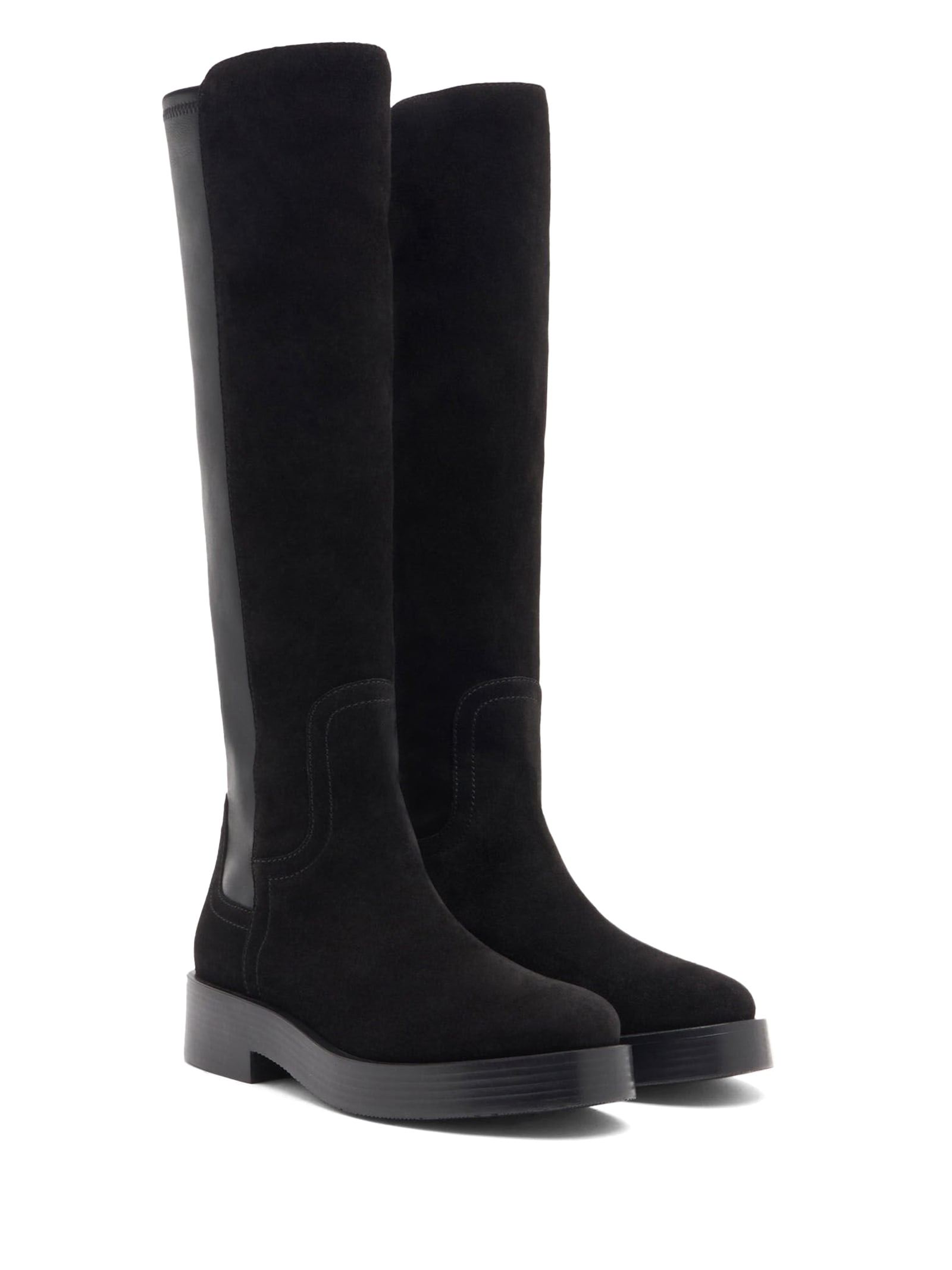 Shop Casadei Black Boot In Suede And Eco Nappa Stretch In Nero