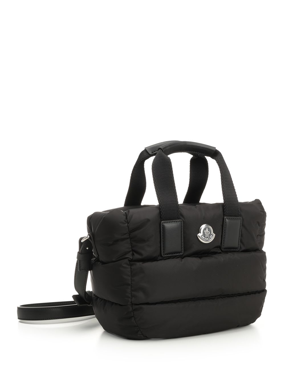Moncler Borsa A Mano Caradoc Mini In Tessuto Nero Donna In Gray