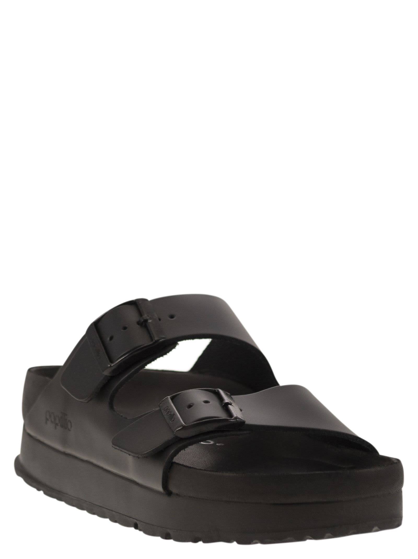 Shop Birkenstock Arizona Platform - Slipper With Leather Buckles In Black