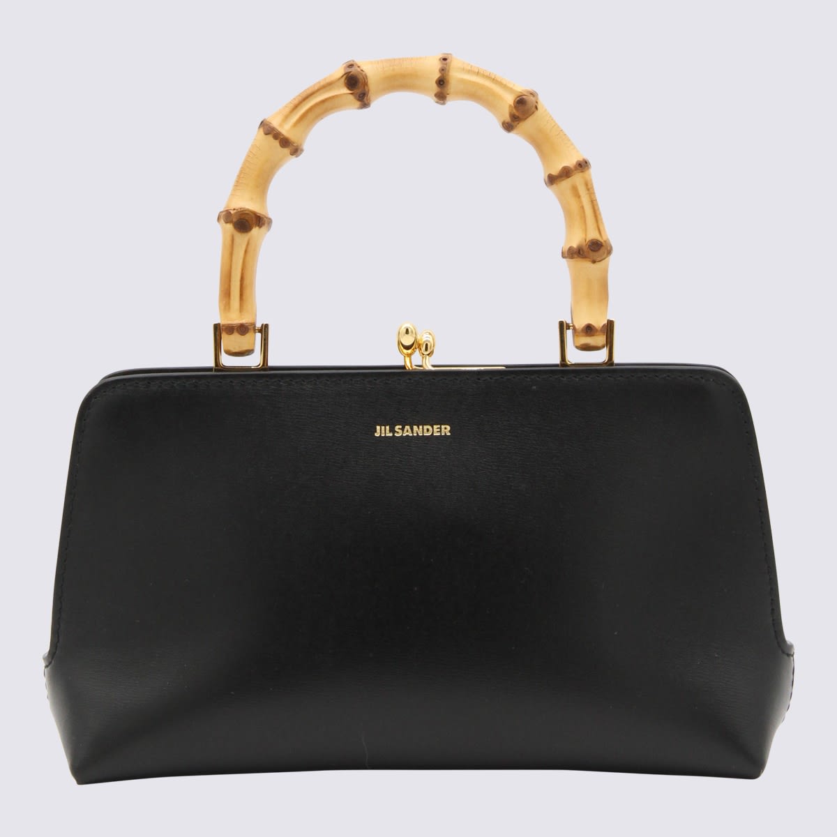 Shop Jil Sander Black Leather Goji Handle Bag