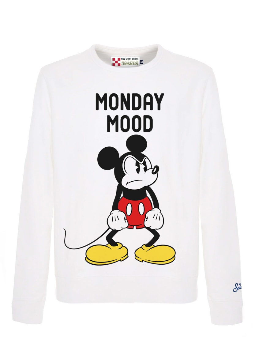MC2 Saint Barth White Mickey Mouse Mood Sweatshirt