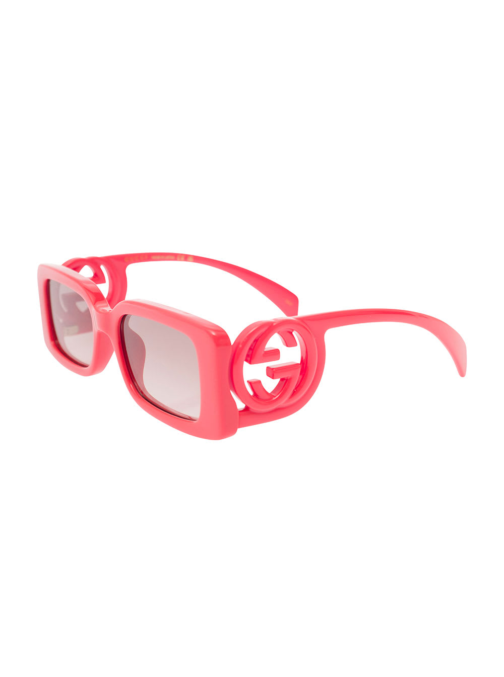 Gucci Gg1325s Red Rectangular Sunglasses With Interlocking Gg Cut-out In Shiny Acetate Woman