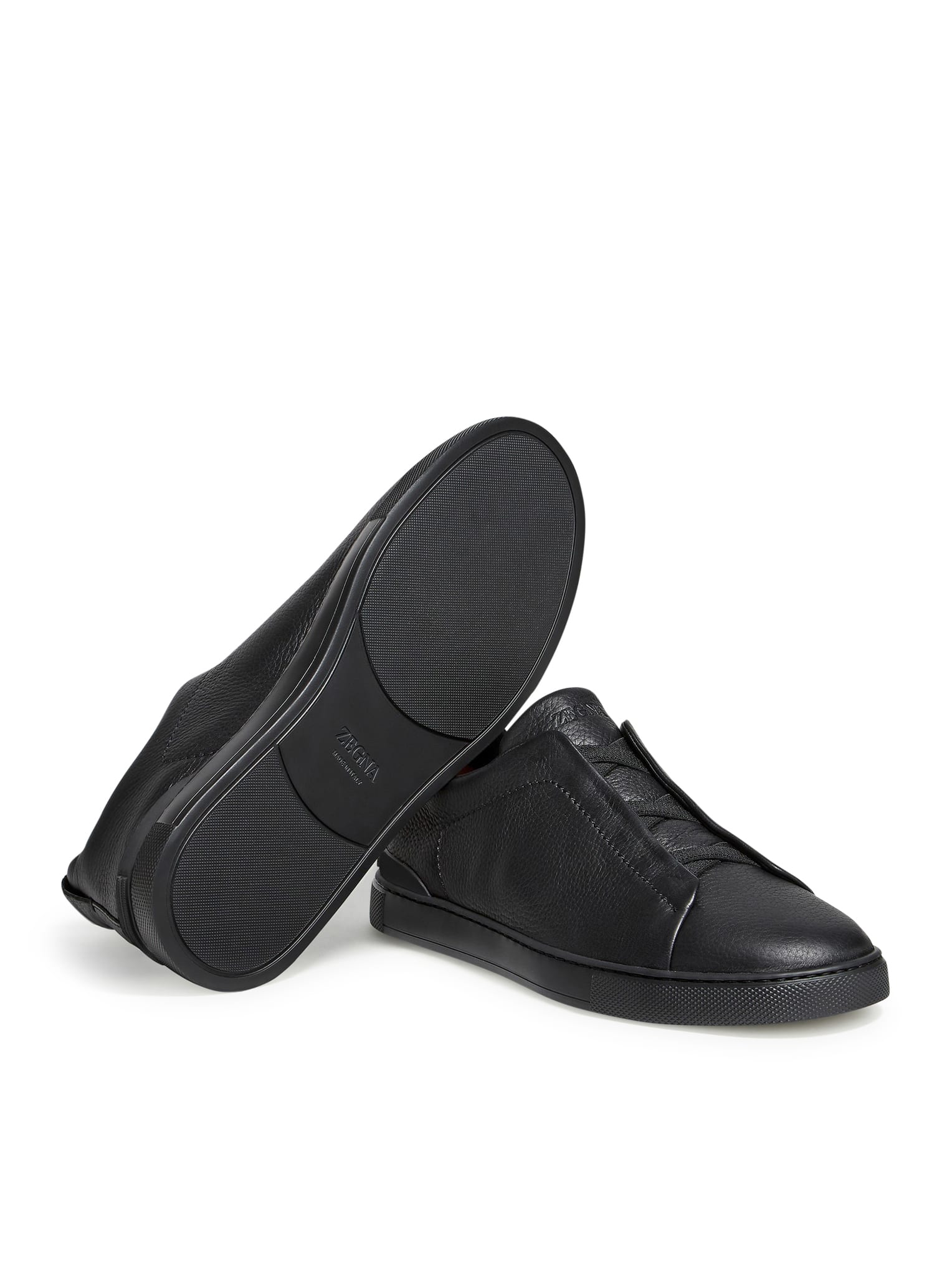 Shop Zegna Low Top Triple Stitch Sneakers In Nee Black