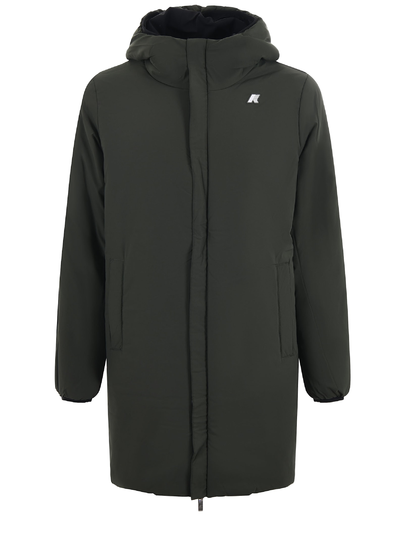 Shop K-way Reversible Jacket In Nero/verde Militare