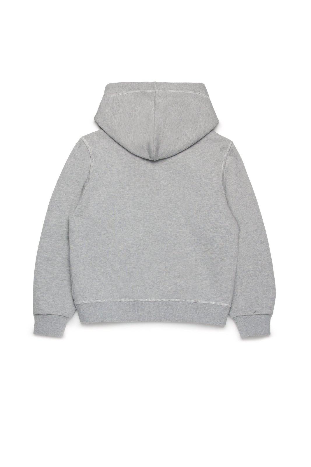 Shop Dsquared2 Logo Printed Hoodie In Mid Grey Melange