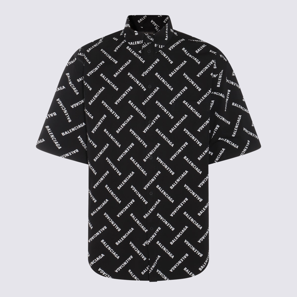 Shop Balenciaga Black And White Cotton Shirt