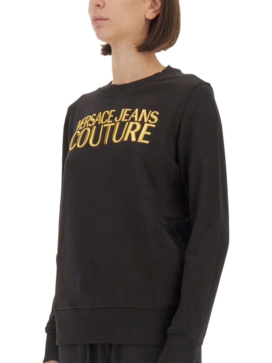 Shop Versace Jeans Couture Sweatshirt With Logo In Black