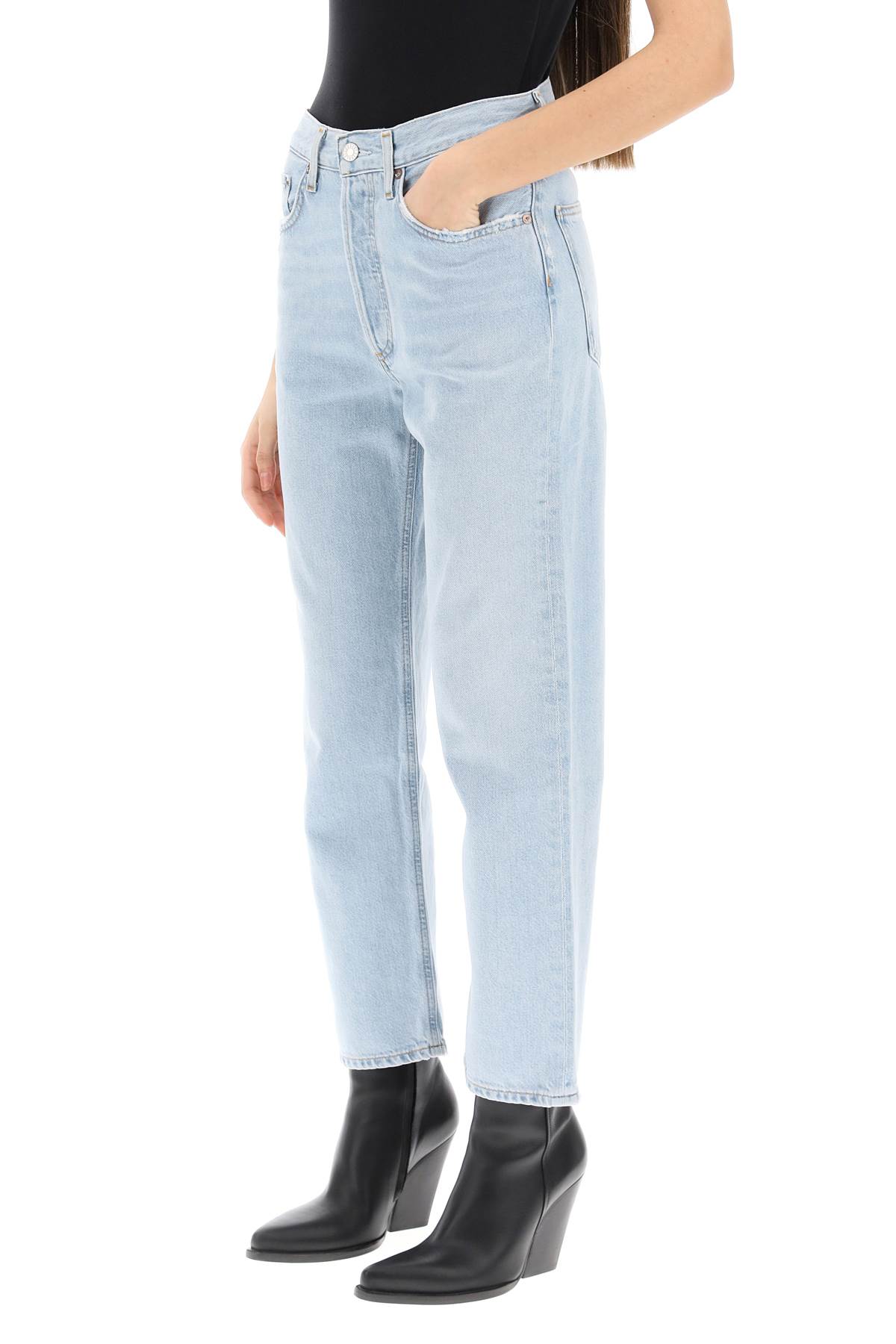 Shop Agolde Lana Crop Mid Rise Vintage Straight Jeans In Prank (blue)