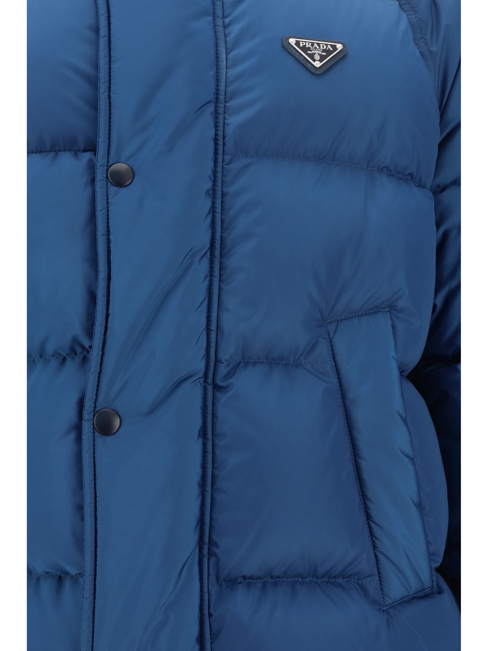 Shop Prada Down Jacket In Aviazione