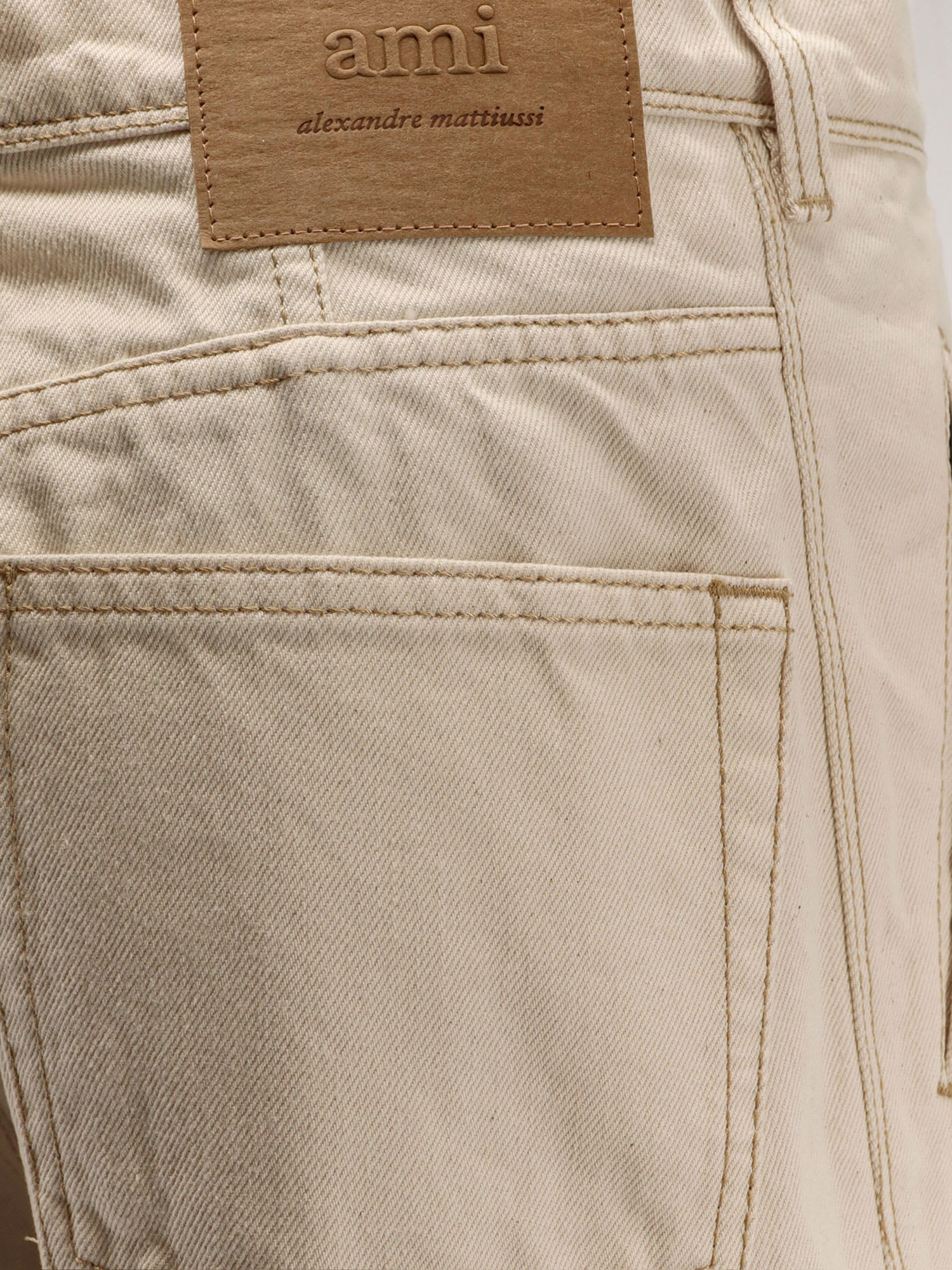 Ami Alexandre Mattiussi Wide-leg Denim Trousers With Patch Pockets In Brown