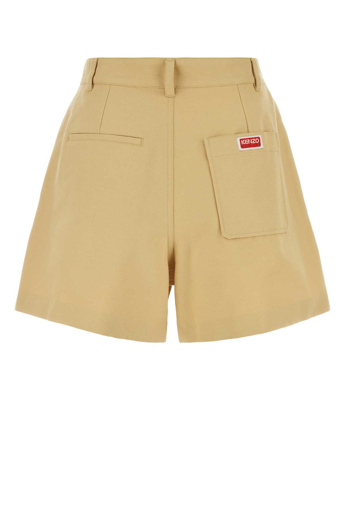 Shop Kenzo Cream Cotton Bermuda Shorts In Camel
