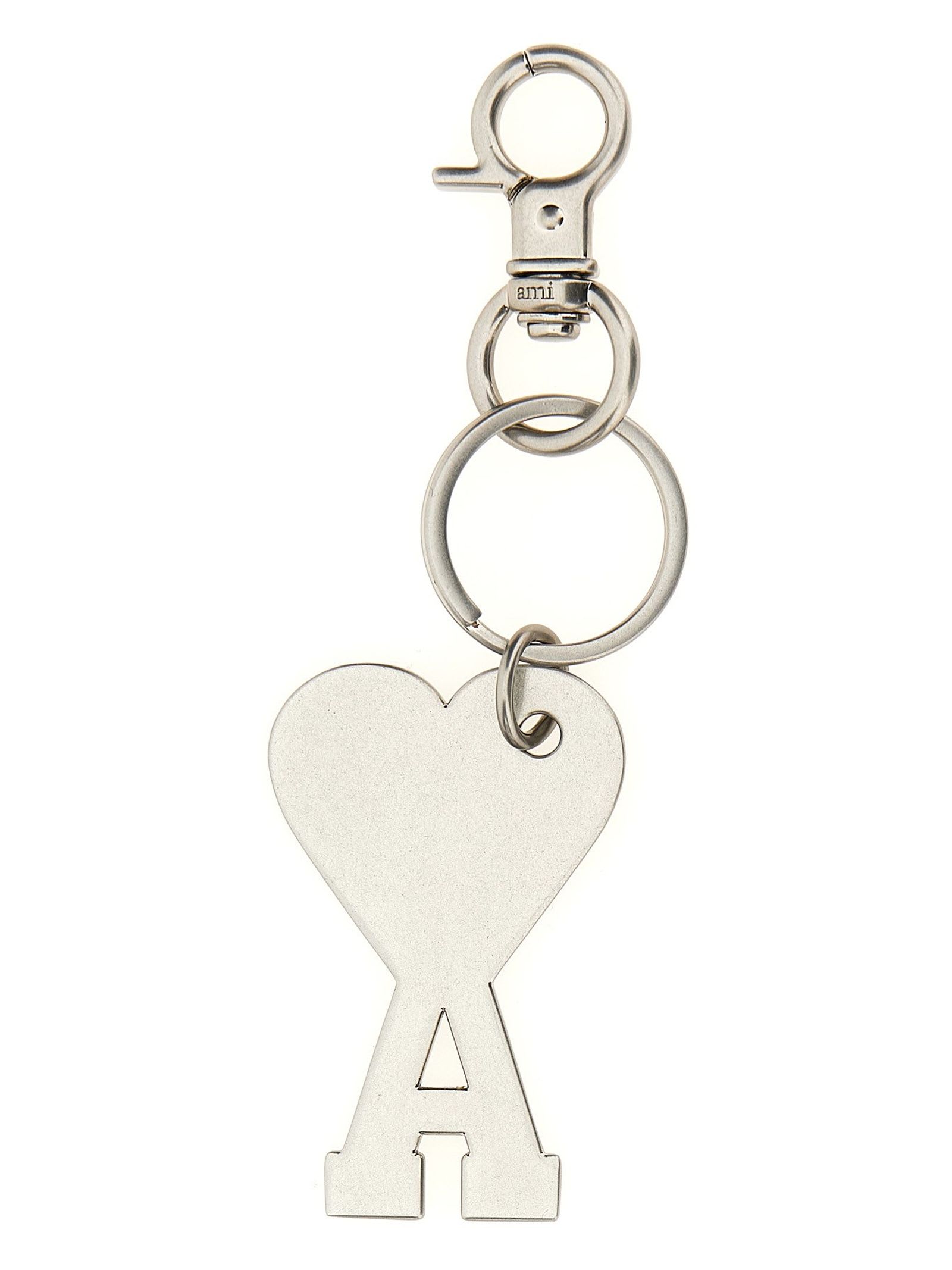 Shop Ami Alexandre Mattiussi Adc Keychain With Logo In Grey