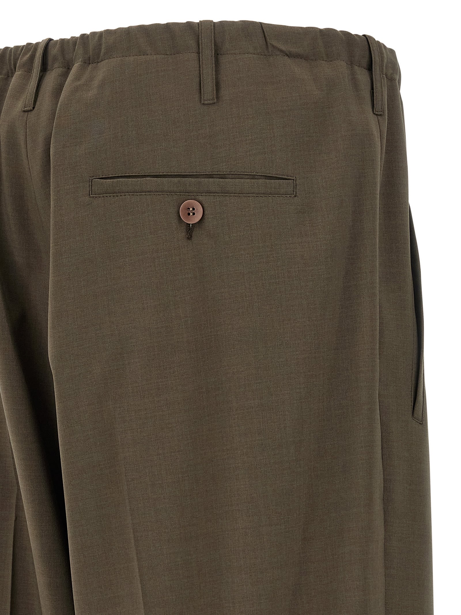 Magliano Elastic Waistband Cuffed Hem Trousers In Brown