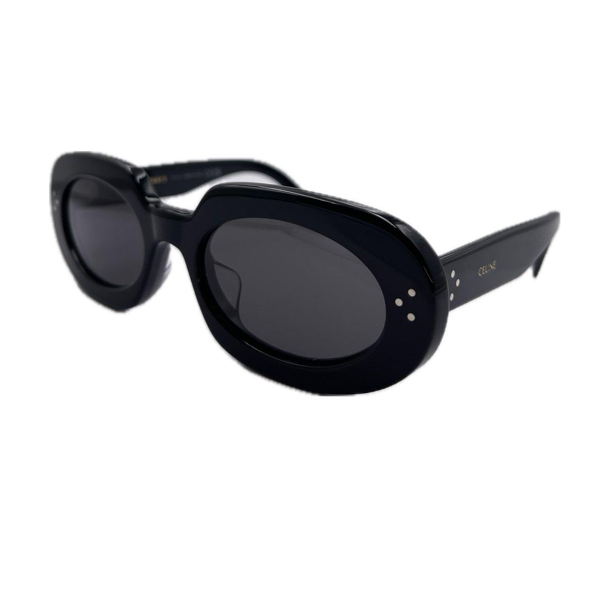 Celine Bold 3 Dots Acetate Oval Sunglasses In 01a - Black