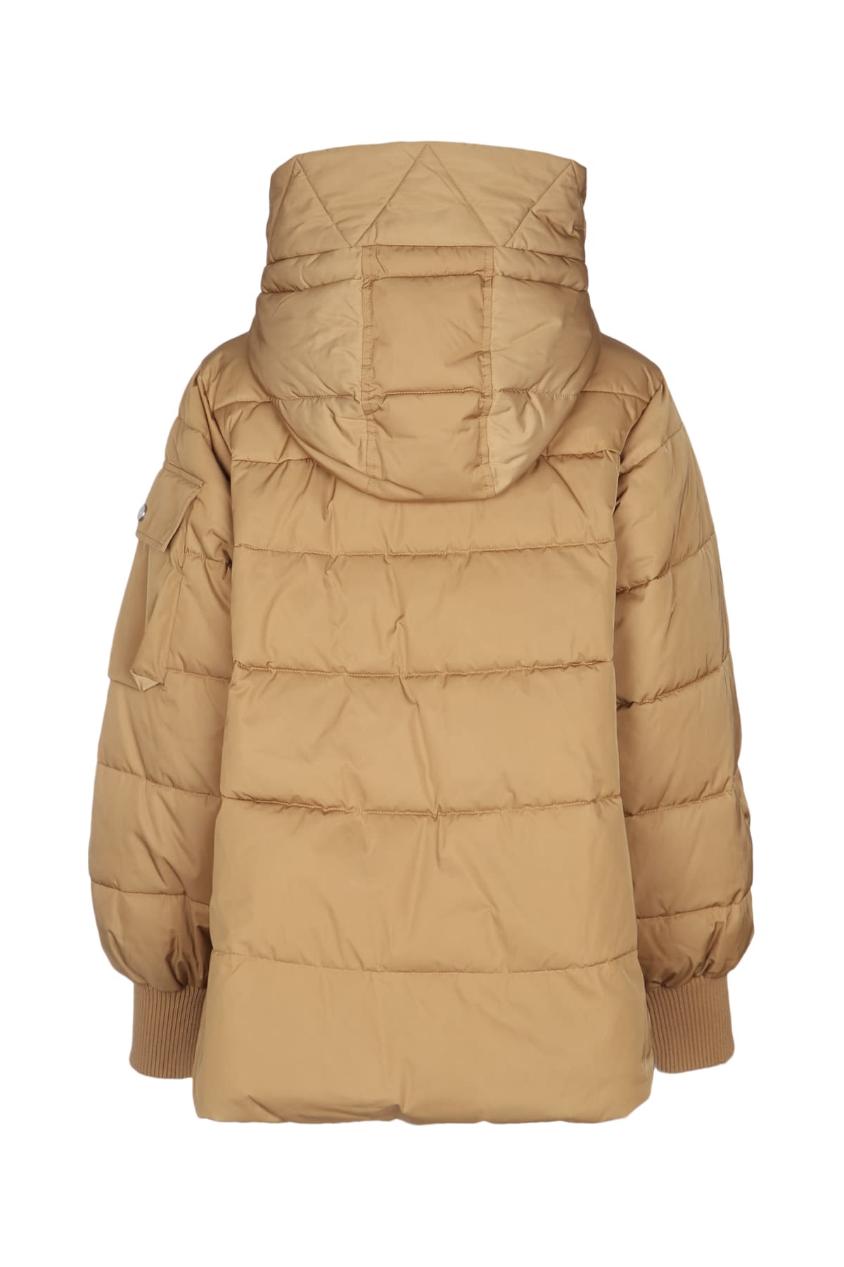 Pinko Quilted Hooded Jacket Long Sleeves In Brown