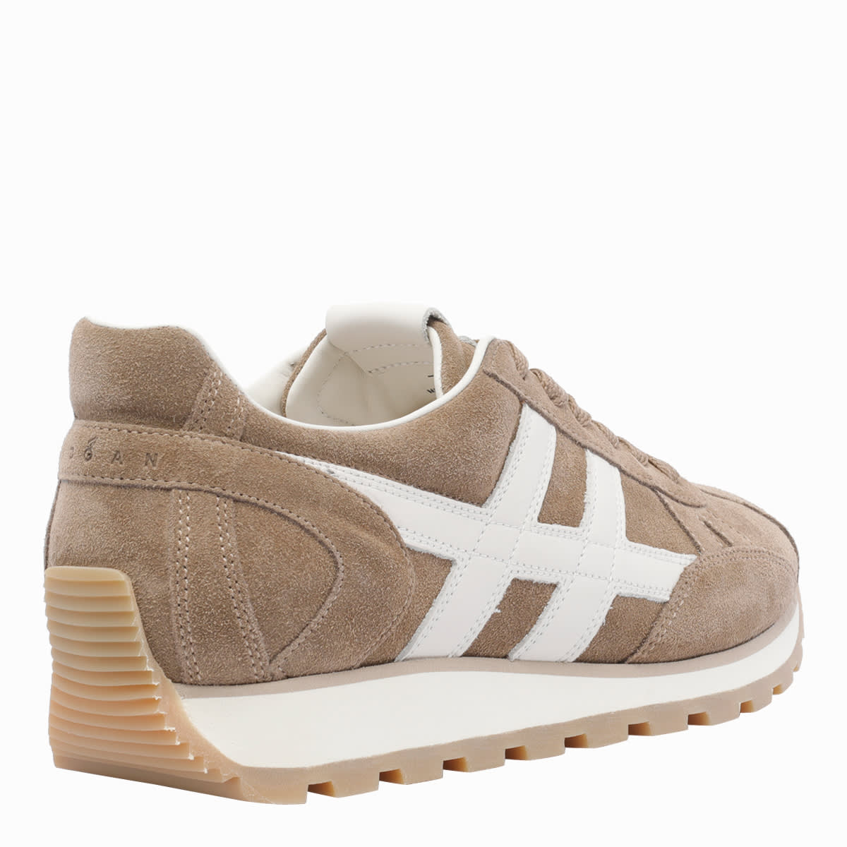 Hogan Soft Suede Sneakers With Contrasting Accents In Brown