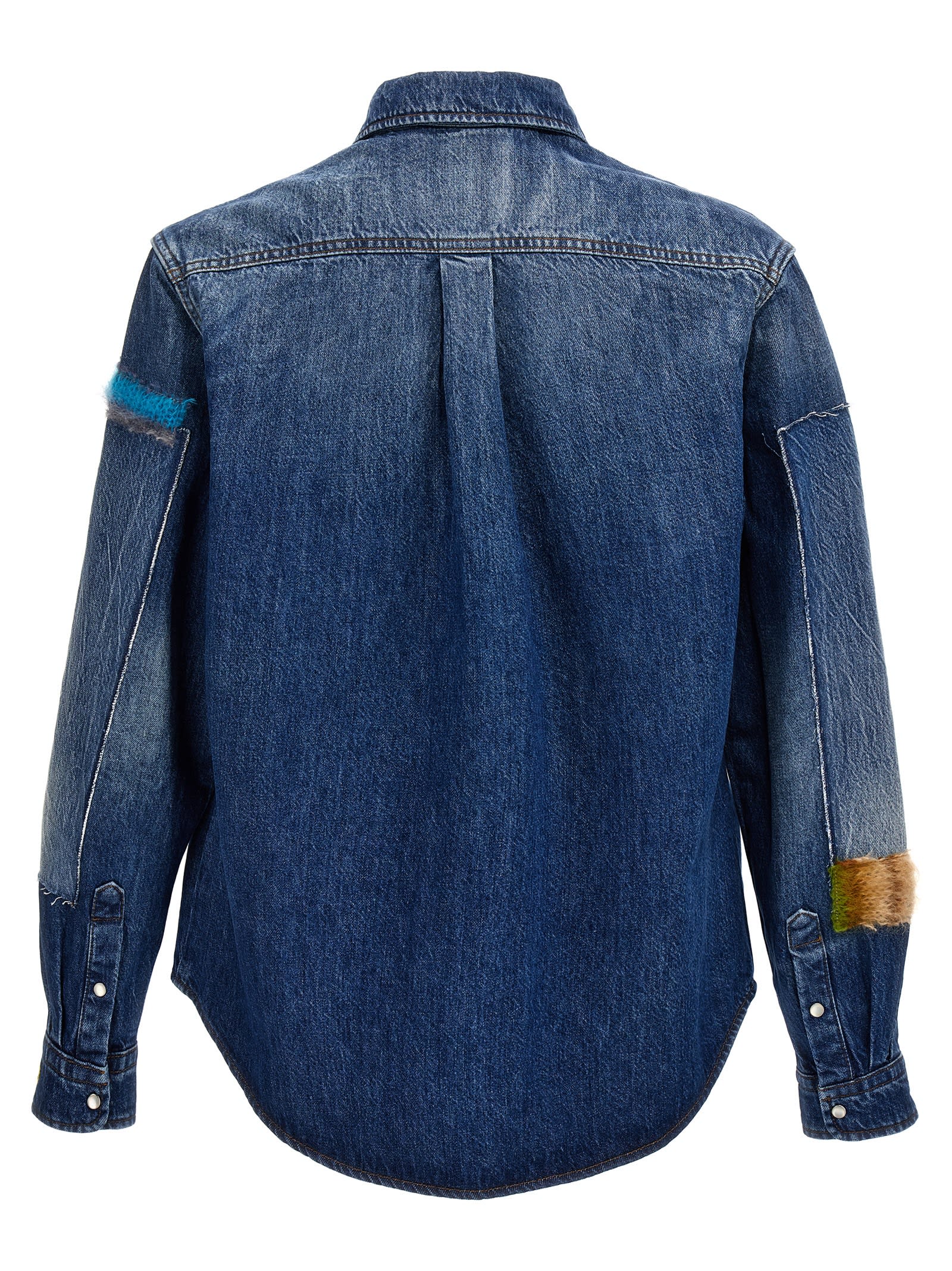 Shop Marni Denim Shirt, Embroidery And Patches In Blu