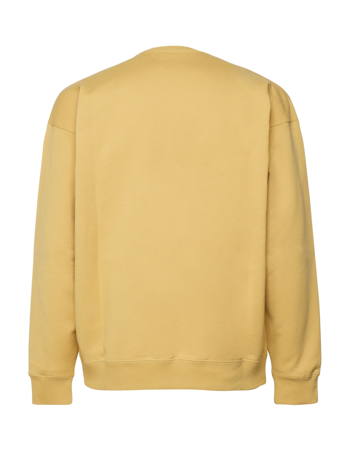 Shop Saint Laurent Logo Cotton Knit In Jaune/naturel