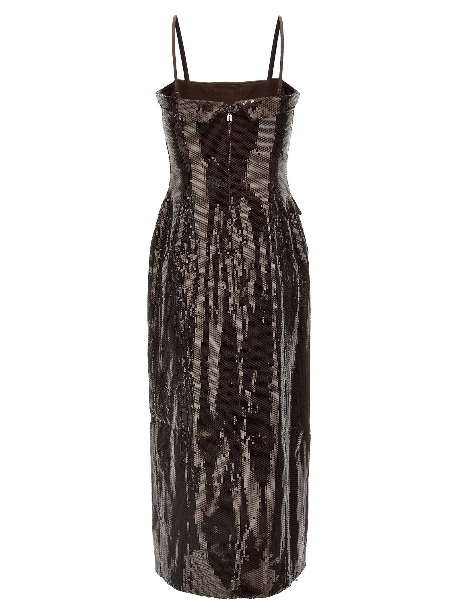 Shop Rotate Birger Christensen Sequin Midi Dress In Brown