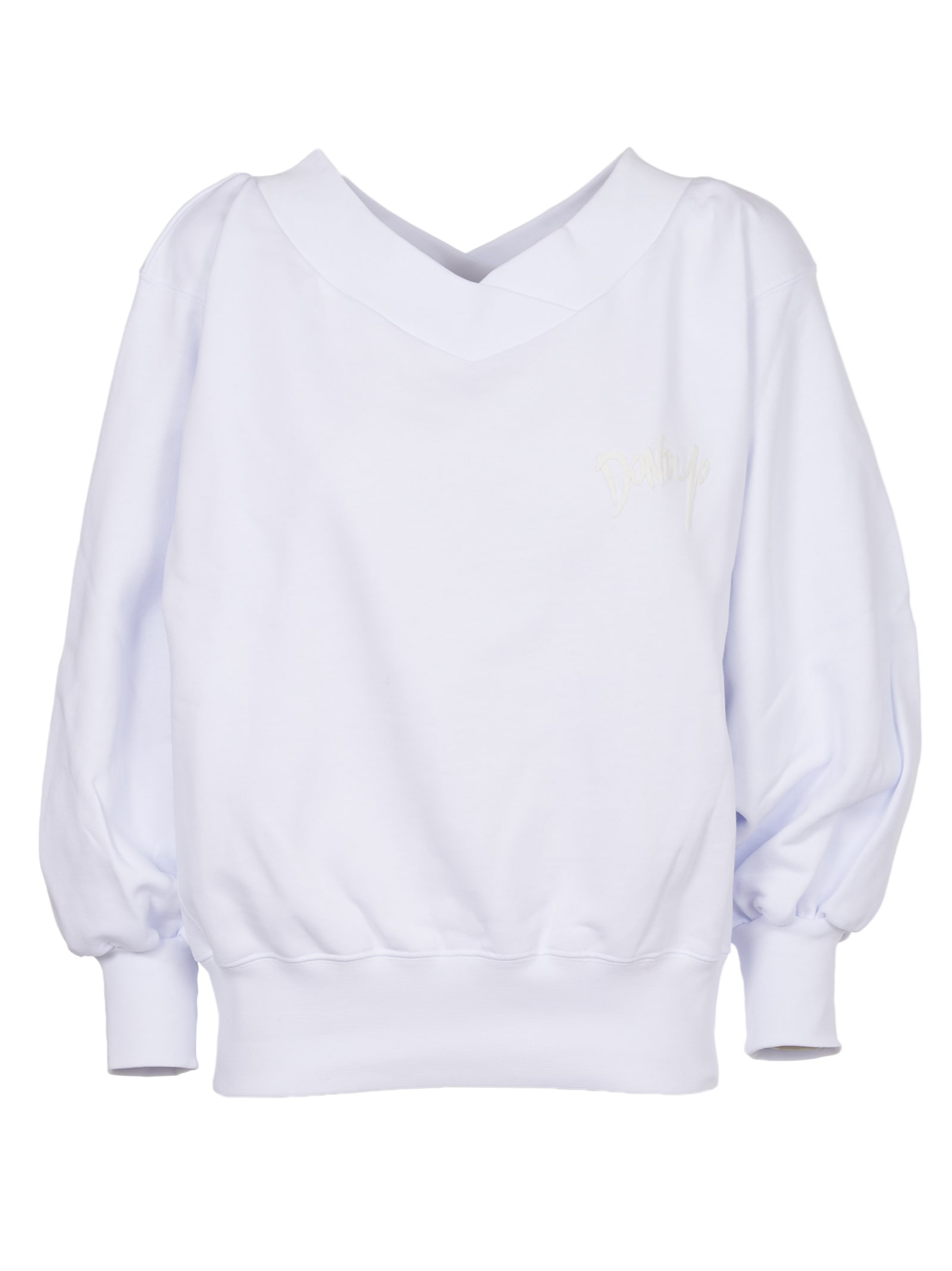 Dondup White V-neck Sweatshirt
