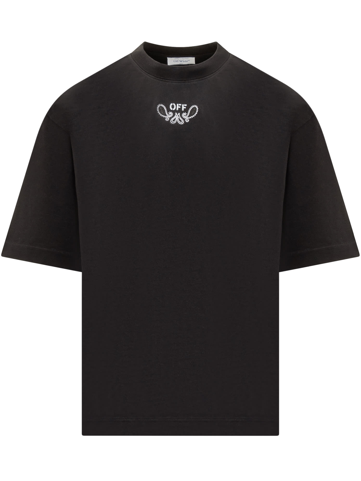 Shop Off-white T-shirt With Bandana Motif In Black White
