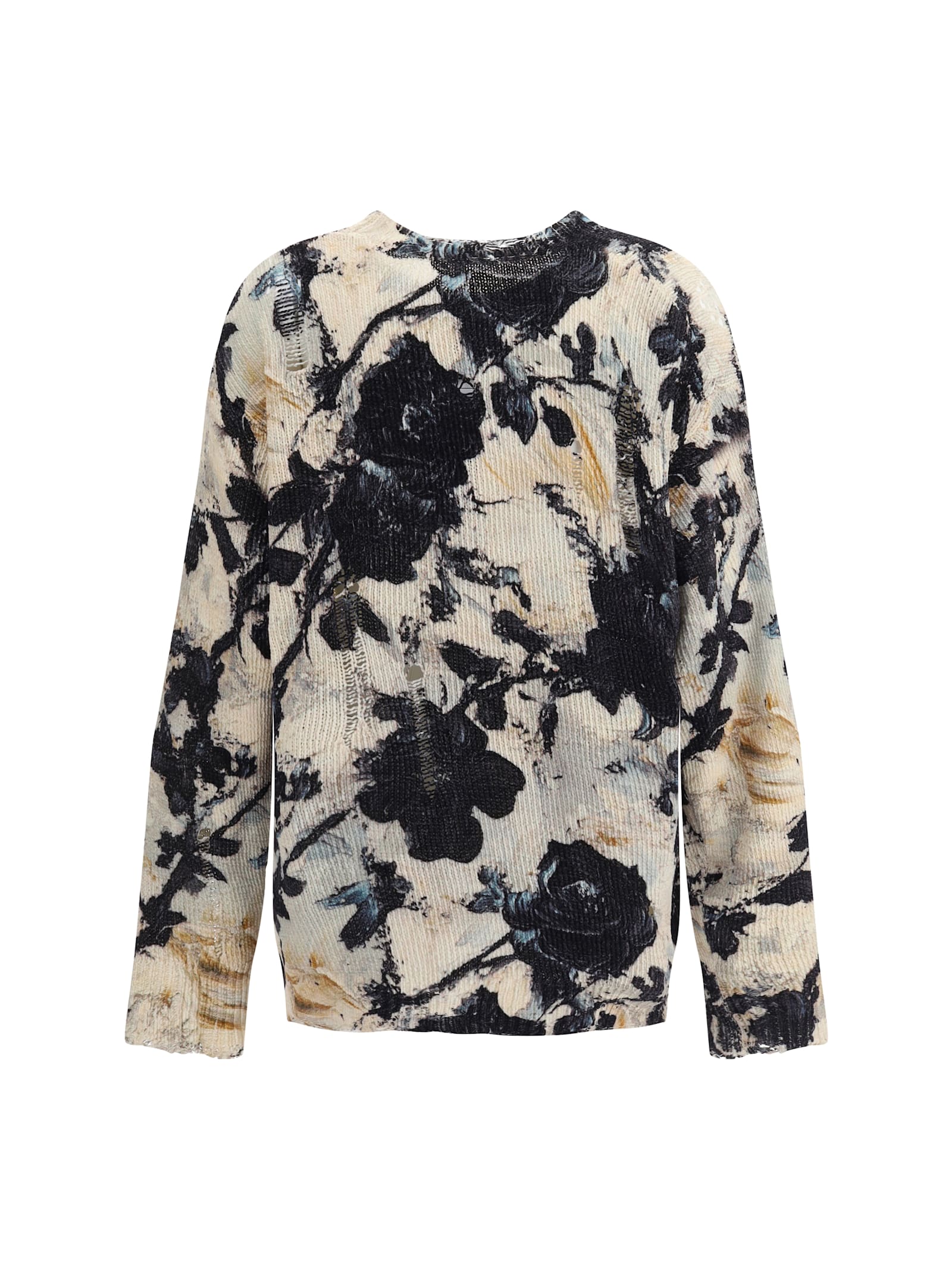 R13 Floral-print Distressed Sweatshirt In Neutral