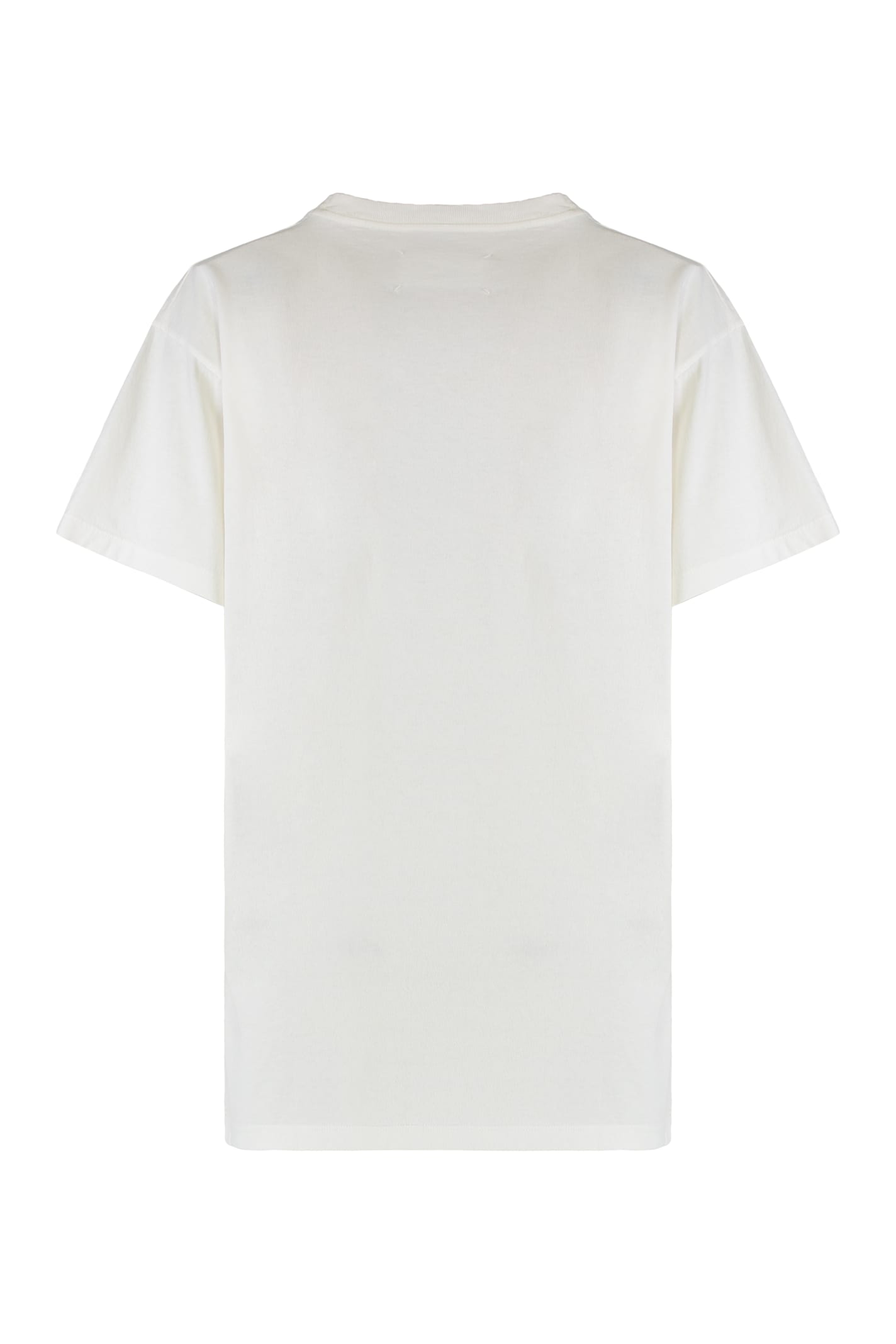 Maison Margiela Cotton Round Neck T-shirt With Short Sleeves In White