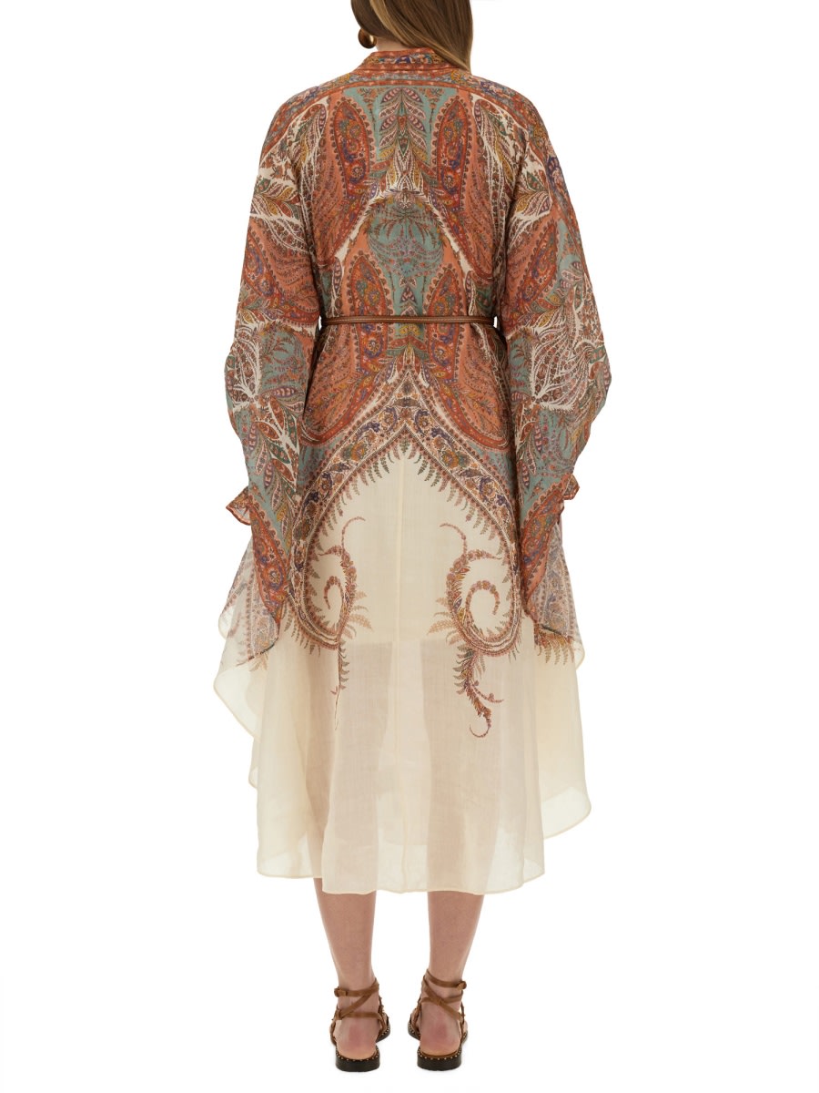 Zimmermann Layered Multicolour Dress With Paisley Patterns In White