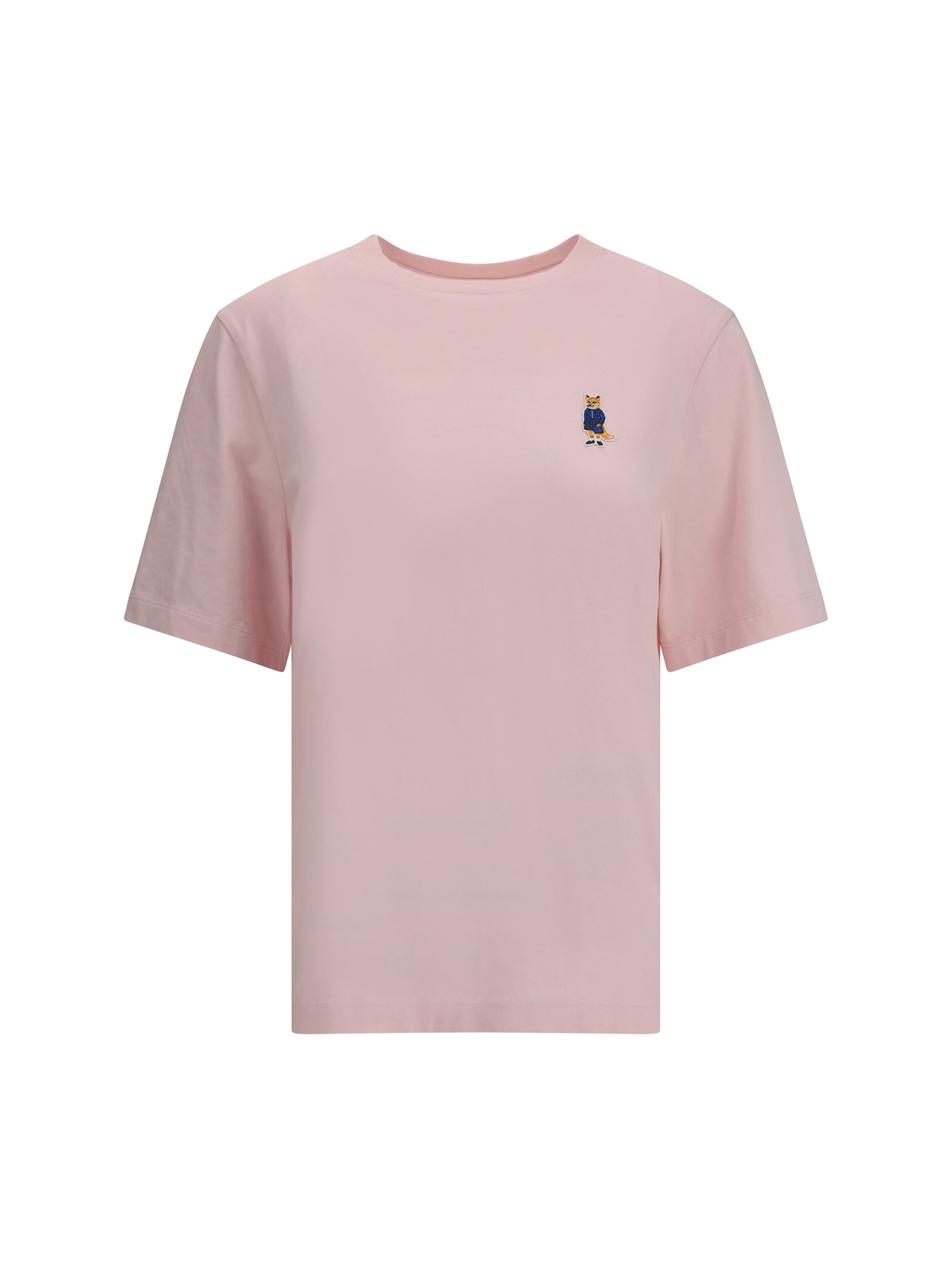 Maison Kitsuné Fox Motif Cotton T-shirt Embroidered Detail In Multi
