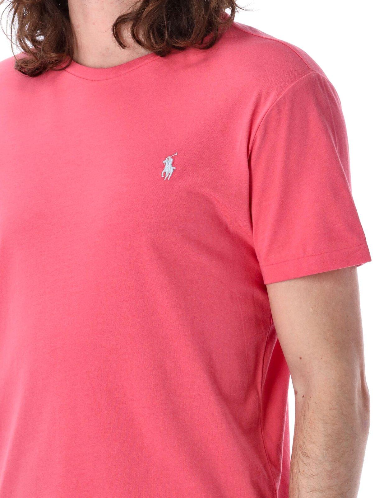 Shop Polo Ralph Lauren Logo-embroidered Crewneck T-shirt