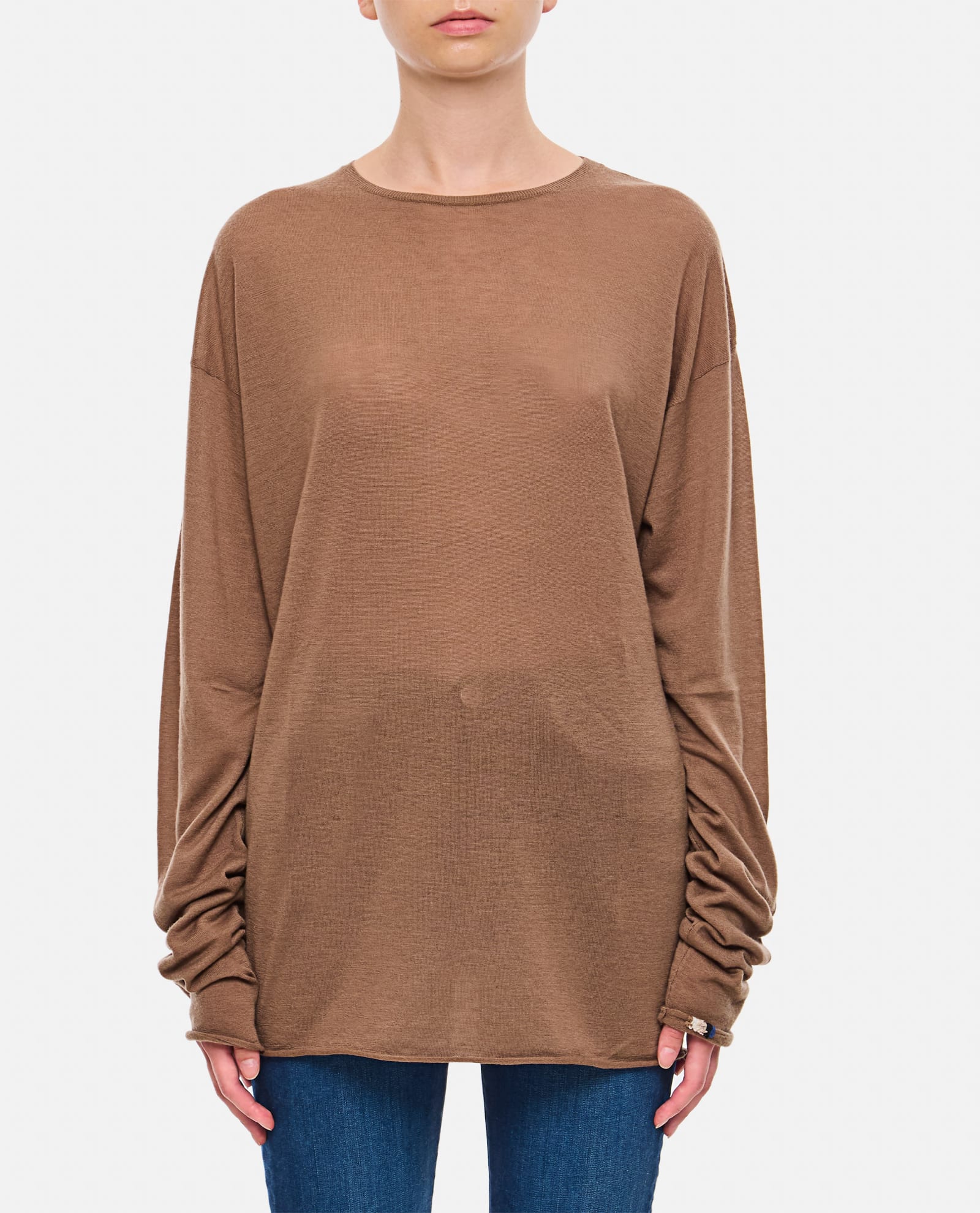 Shop Extreme Cashmere Gemini Cashmere Round Neck Sweater In Brown