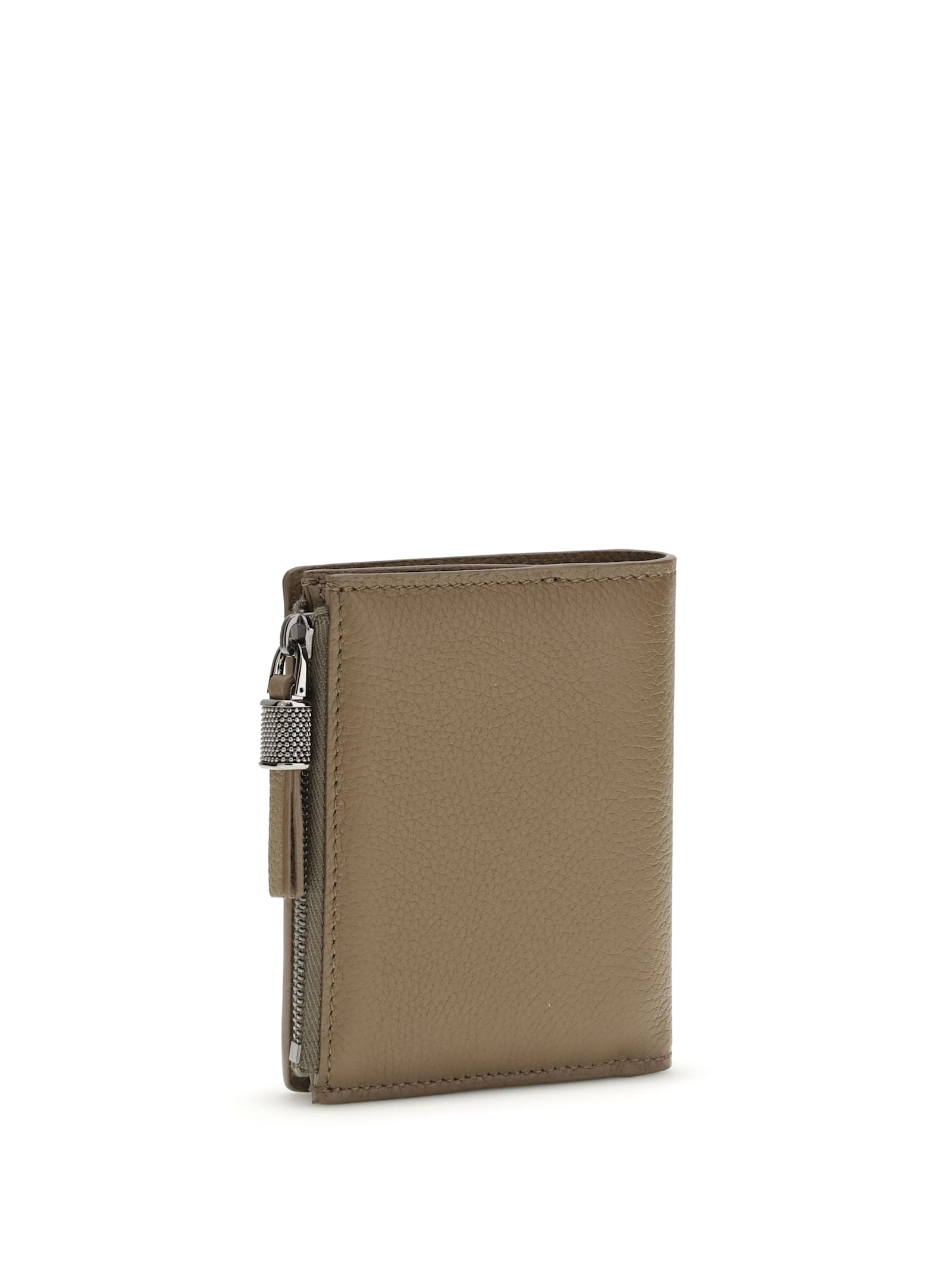 Brunello Cucinelli Beige Calf Leather Bos Taurus Wallet In Brown