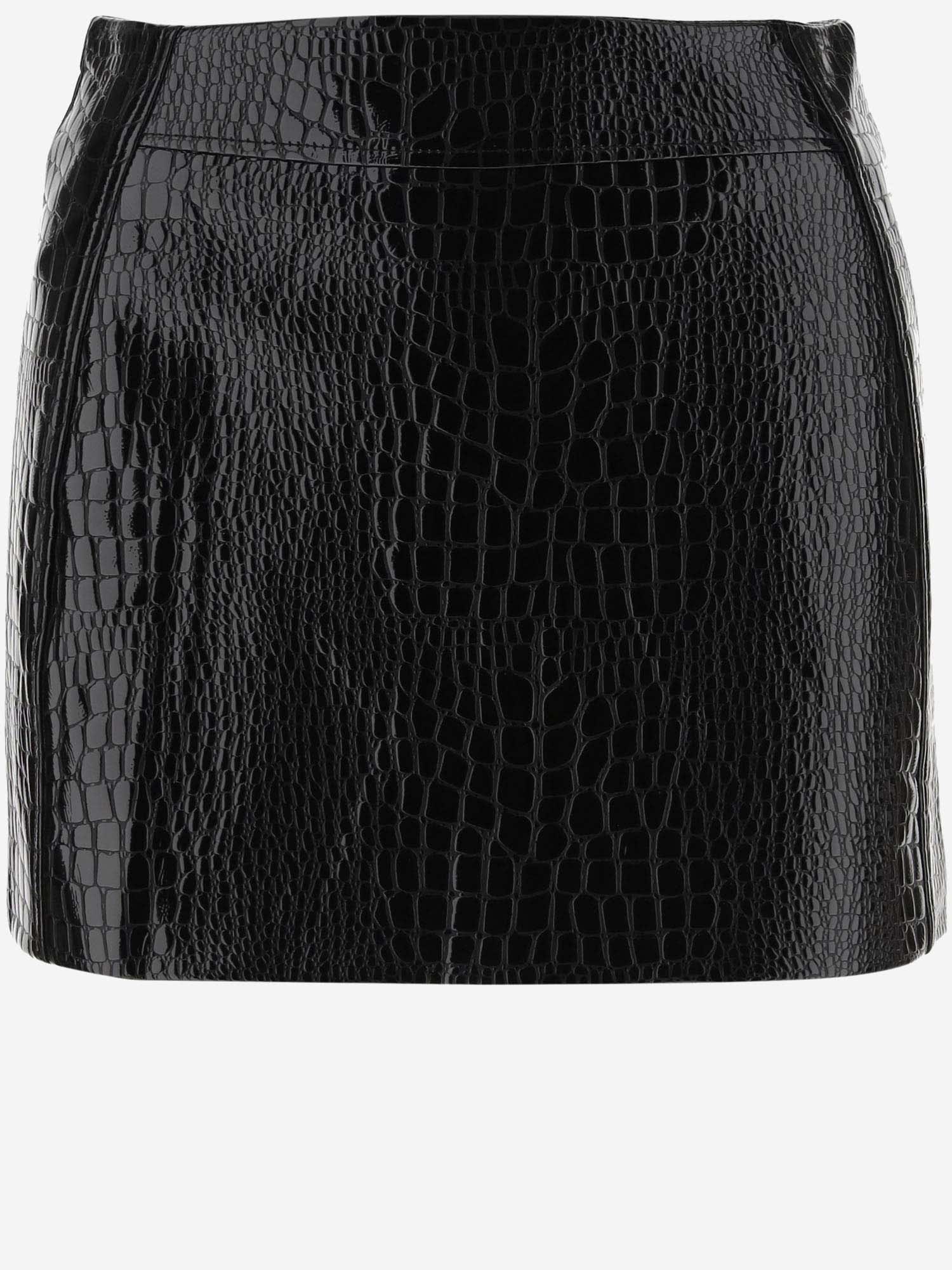 Crocodile Print Fabric Miniskirt