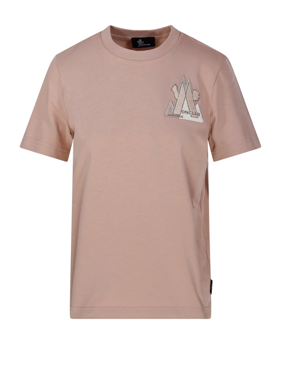 Moncler Logo Patch Crewneck T-shirt In Pink