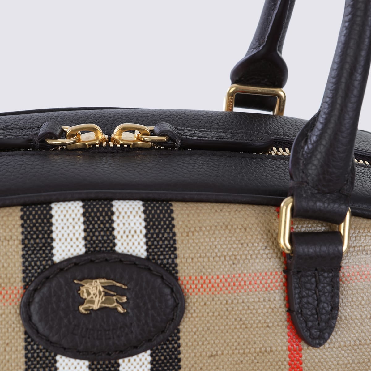 Burberry Highland Beige Handbag With Ekd Patch On The Front And All-over Check Motif In Cotton Blend Woman In Neutral